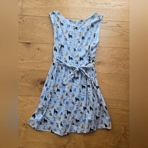 SM Wardrobe Della Cat Print Sleeveless Tie Back Dress Size XL - Picture 6 of 12